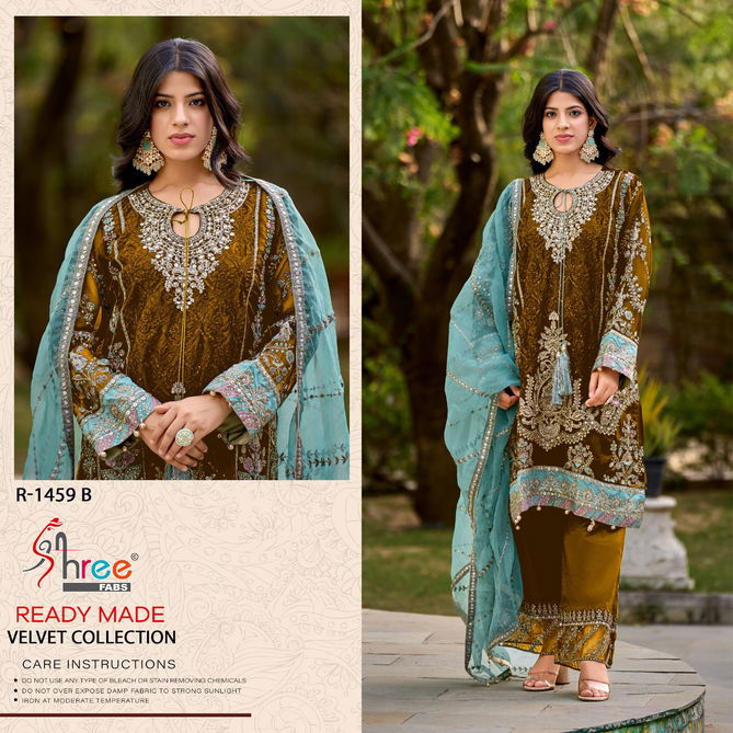 R 1459 By Shree Embroidery Velvet Pakistani Readymade Suits Wholesale Price In Surat